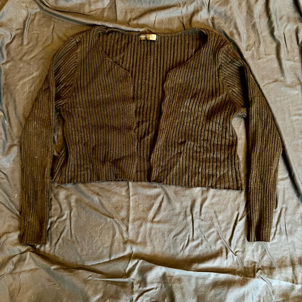 Black Ribbed Cardigan